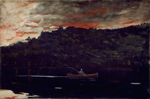 Zonsopgang, vissen in de Adirondacks door Winslow Homer